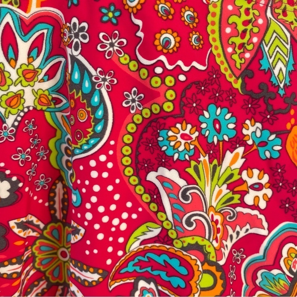 Athleta Tankini Montego Red Paisley Swimsuit Bikini Top side shirring 34 D/DD - Picture 3 of 9